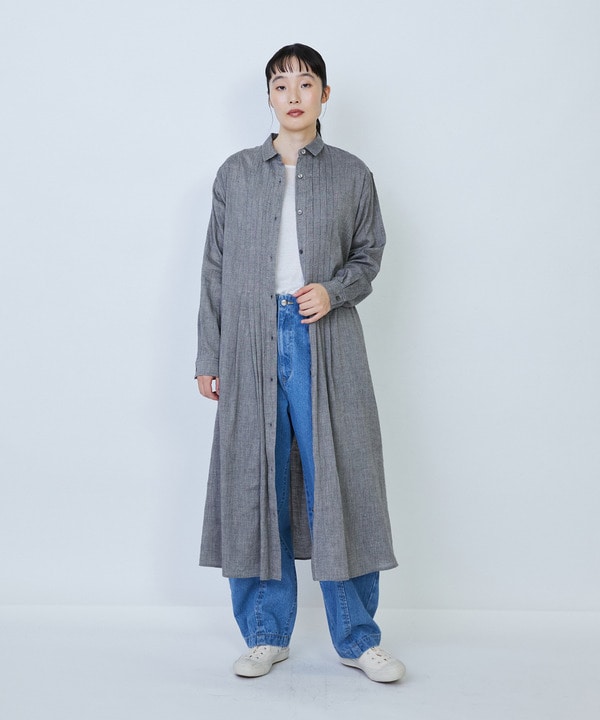 【LOISIR】リネンコットンヤクローンシャツワンピース