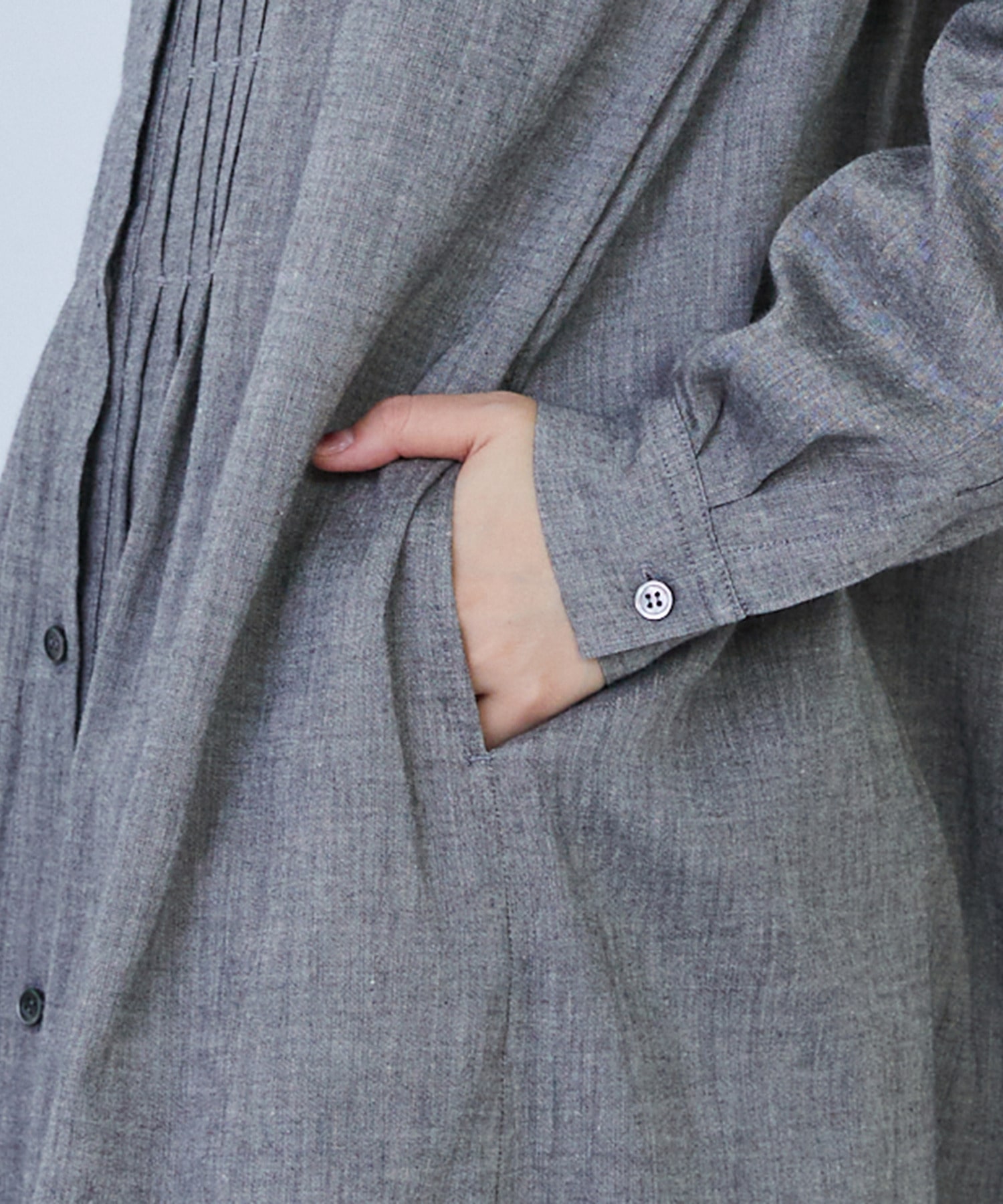 【LOISIR】リネンコットンヤクローンシャツワンピース 詳細画像 グレー 11
