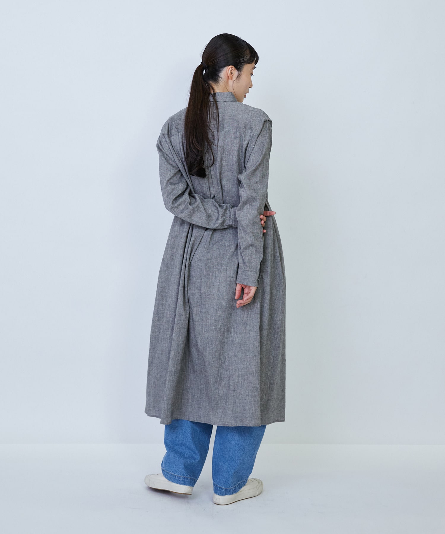 【LOISIR】リネンコットンヤクローンシャツワンピース 詳細画像 グレー 4