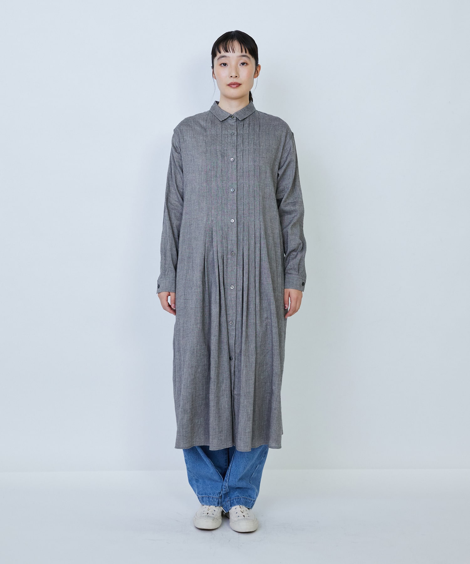 【LOISIR】リネンコットンヤクローンシャツワンピース 詳細画像 グレー 5