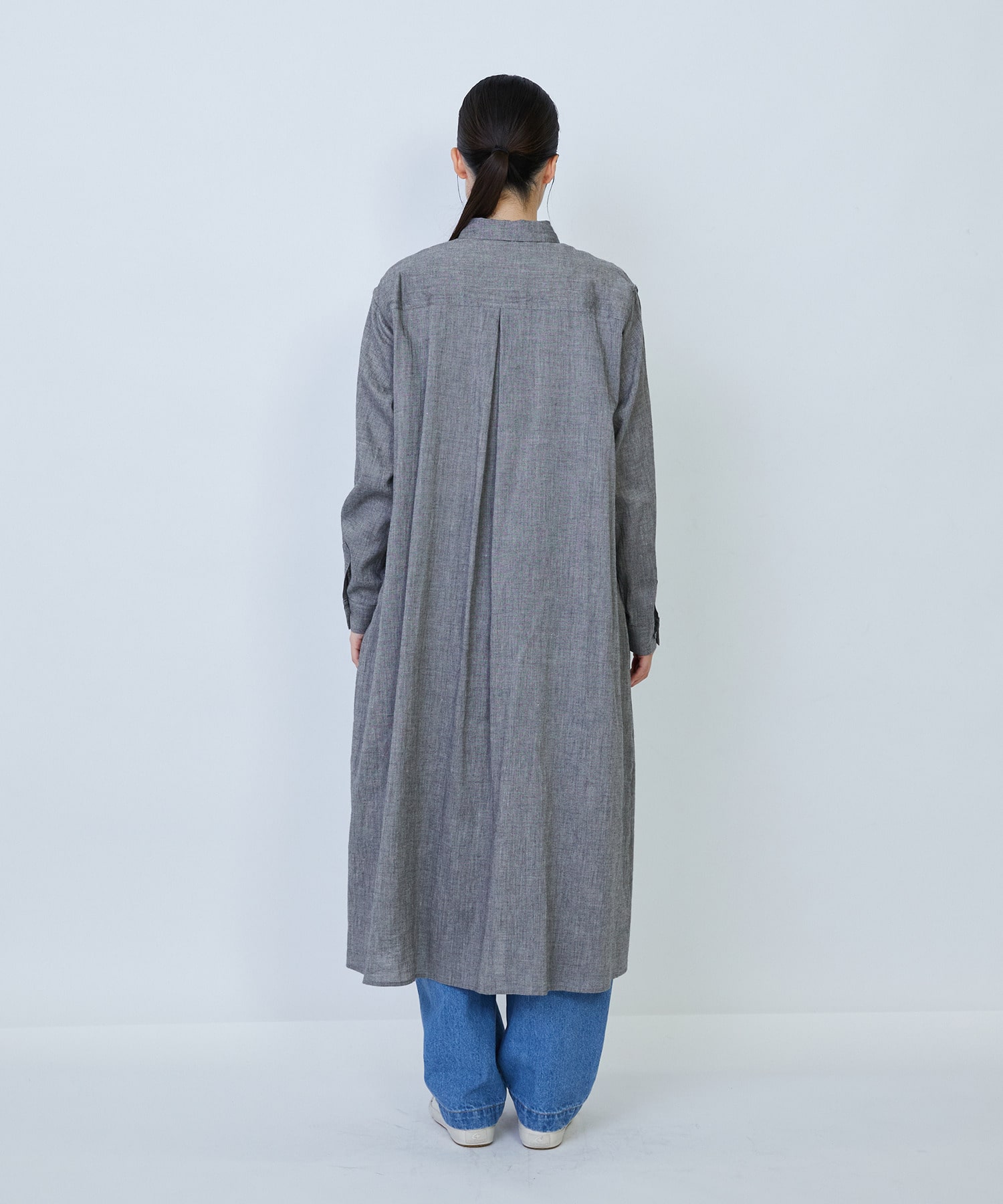【LOISIR】リネンコットンヤクローンシャツワンピース 詳細画像 グレー 7