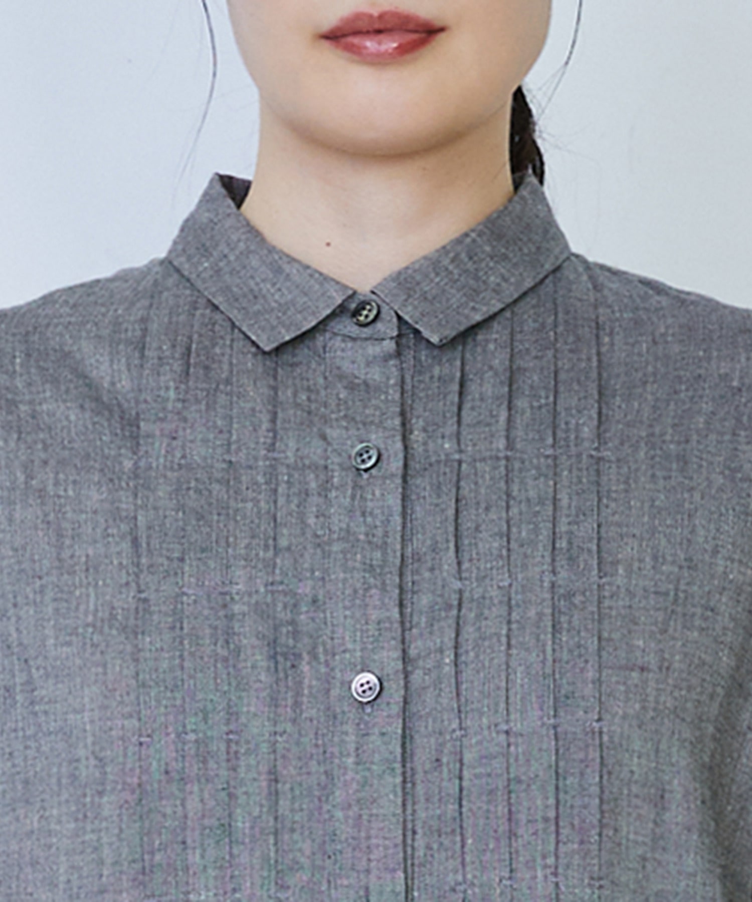 【LOISIR】リネンコットンヤクローンシャツワンピース 詳細画像 グレー 8