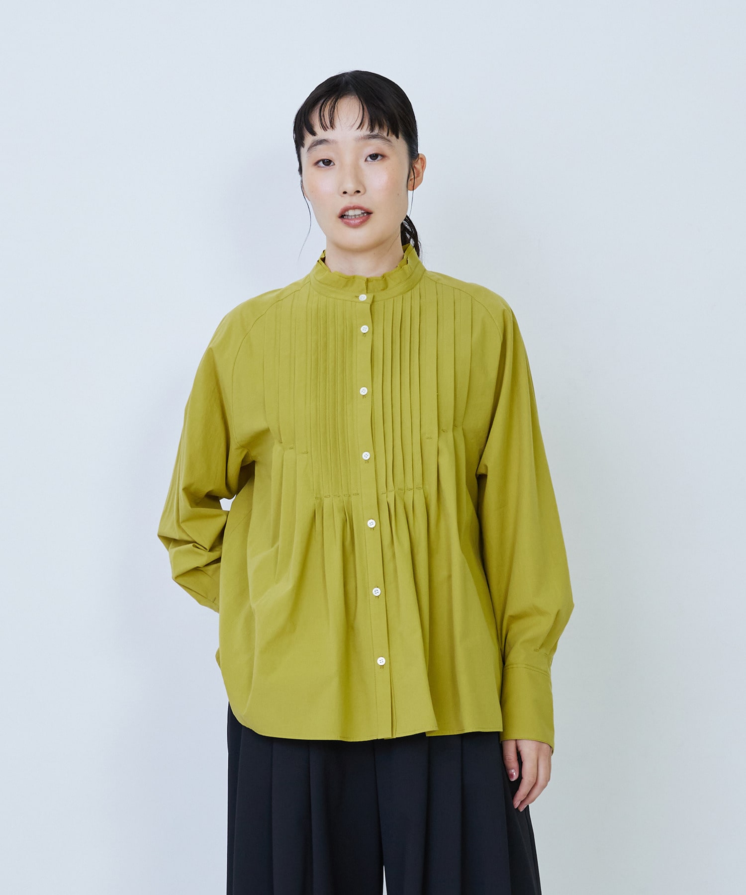 【LOISIR】コットンブロードタックディテールブラウス 詳細画像 グリーン 1
