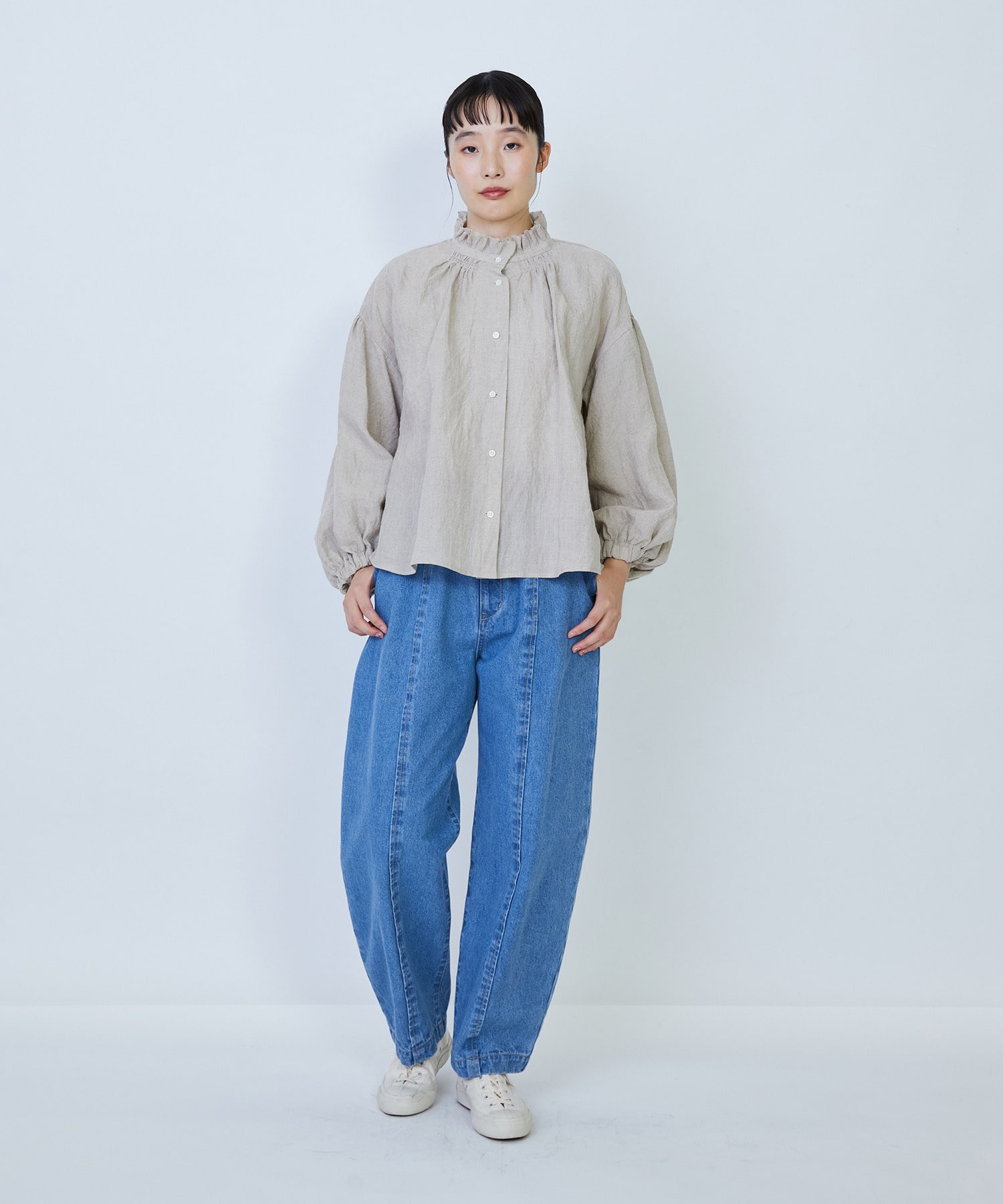 【LOISIR】グランジリネンフリルカラーブラウス 詳細画像 キナリ 3