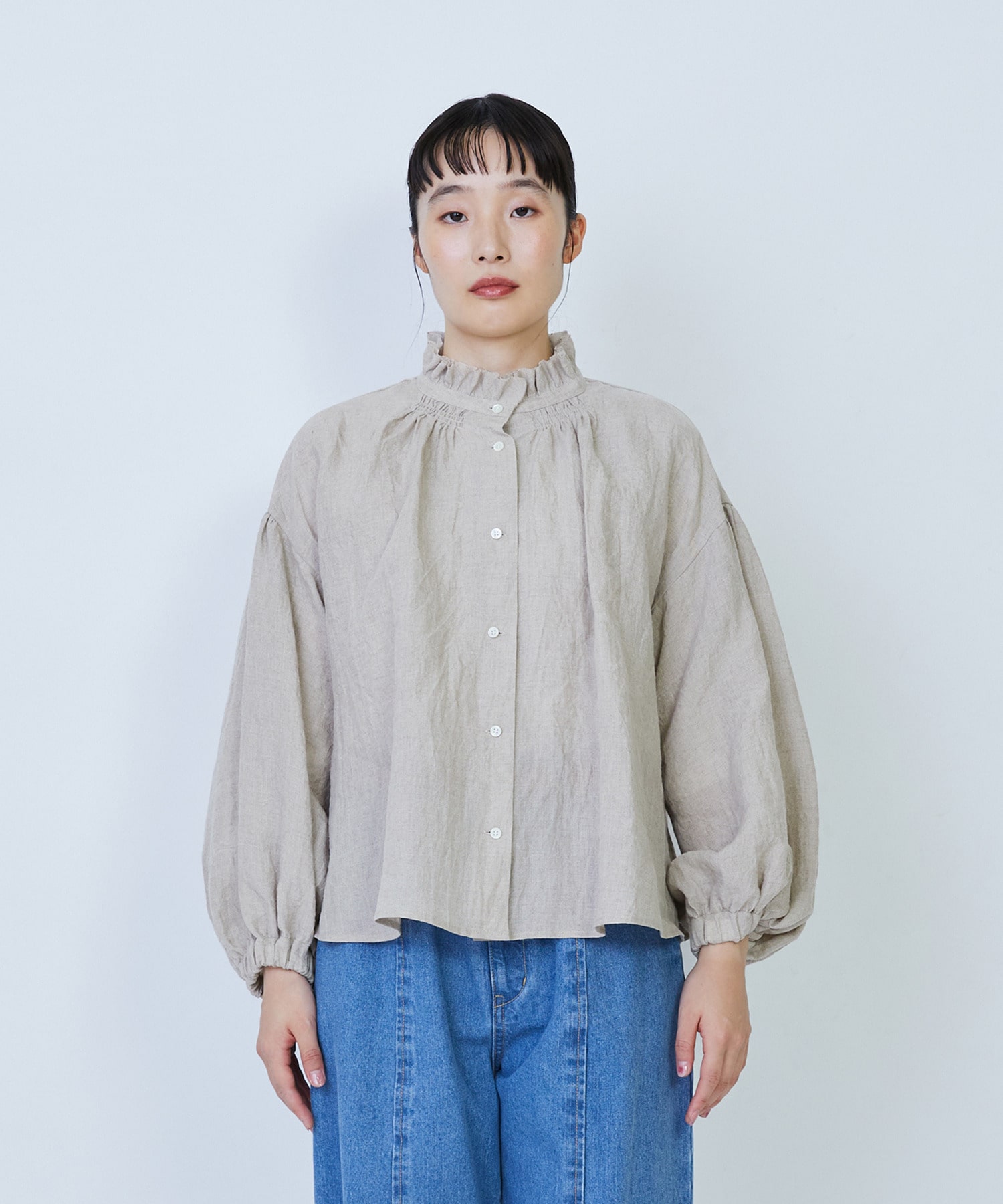 【LOISIR】グランジリネンフリルカラーブラウス 詳細画像 キナリ 6
