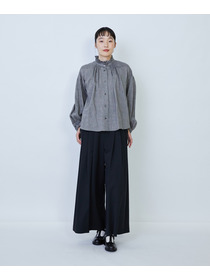 【LOISIR】リネンコットンヤクローンフリルカラーブラウス 詳細画像 グレー 1