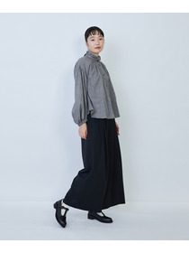 【LOISIR】リネンコットンヤクローンフリルカラーブラウス 詳細画像 グレー 2