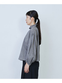 【LOISIR】リネンコットンヤクローンフリルカラーブラウス 詳細画像 グレー 5