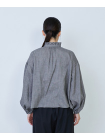 【LOISIR】リネンコットンヤクローンフリルカラーブラウス 詳細画像 グレー 6