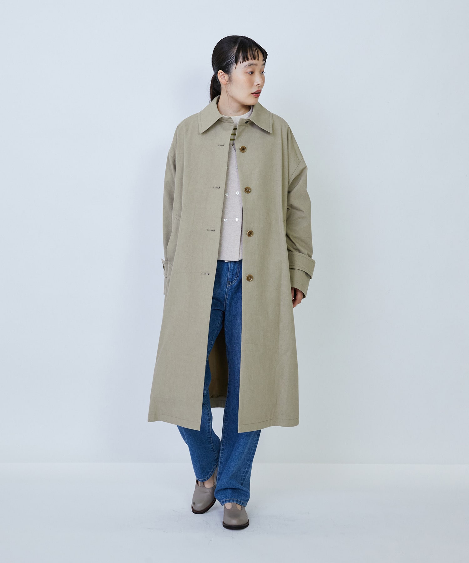 【LOISIR】グランジコットンポプリンステンカラーコート 詳細画像 ベージュ 12
