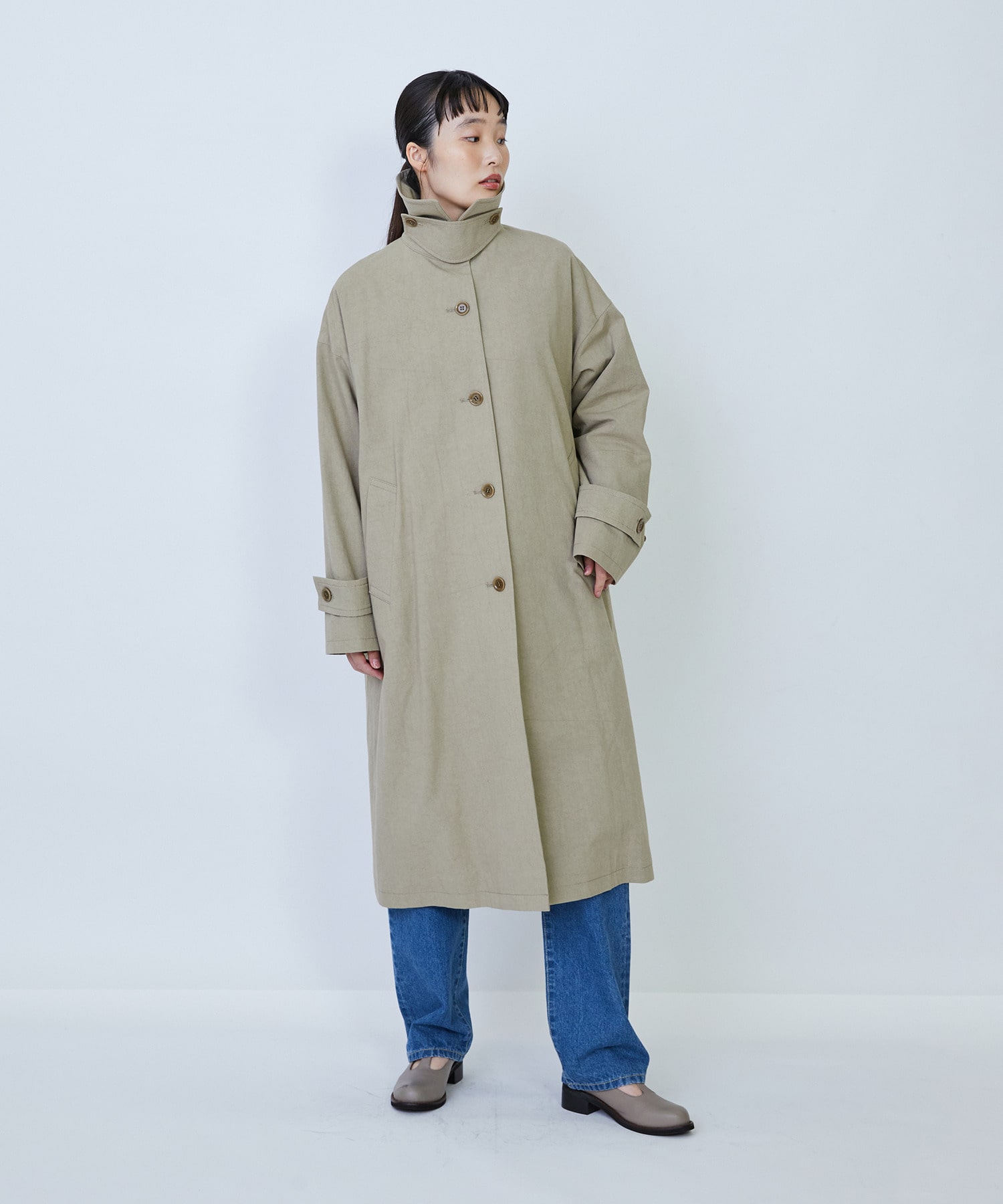 【LOISIR】グランジコットンポプリンステンカラーコート 詳細画像 ベージュ 13