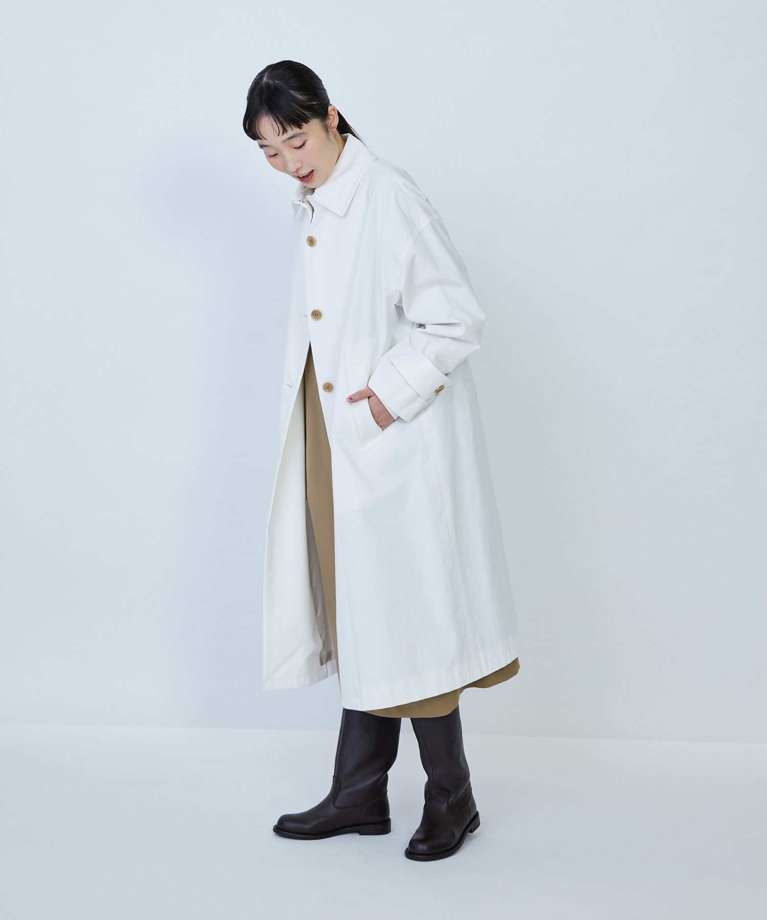 【LOISIR】グランジコットンポプリンステンカラーコート 詳細画像 ベージュ 2