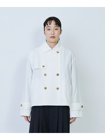 【LOISIR】グランジコットンポプリンショートトレンチ 詳細画像 ホワイト 14