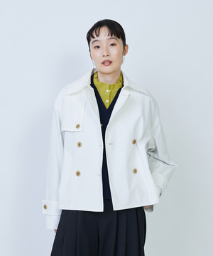 【LOISIR】グランジコットンポプリンショートトレンチ 詳細画像 ホワイト 1