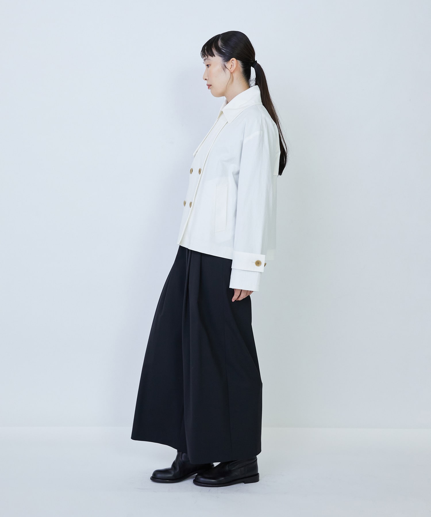 【LOISIR】グランジコットンポプリンショートトレンチ 詳細画像 ホワイト 12