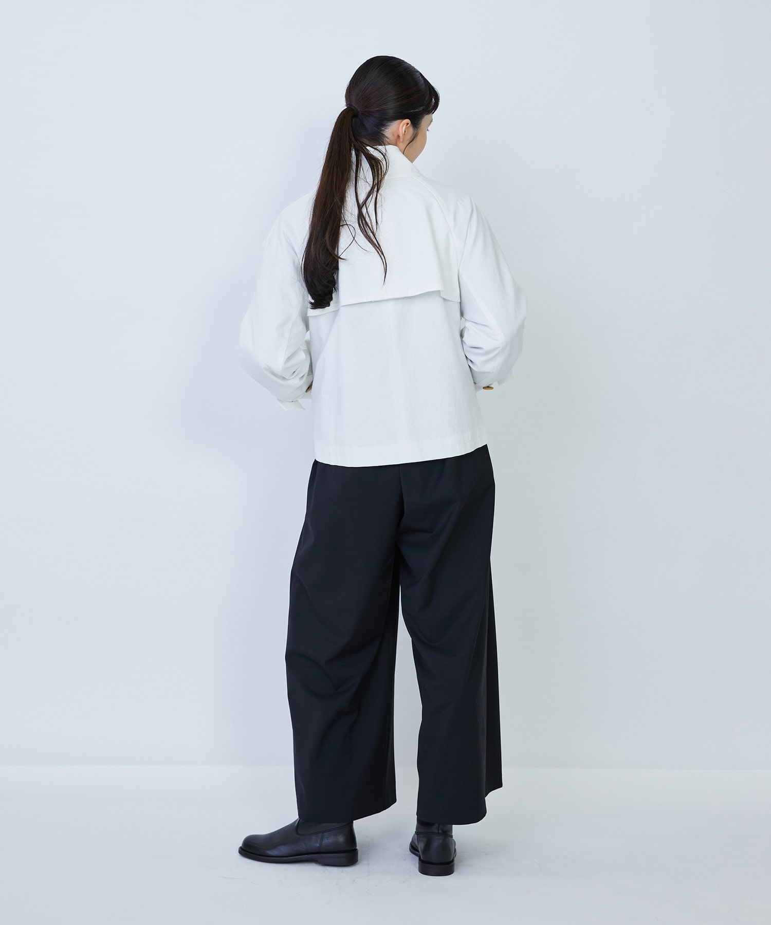 【LOISIR】グランジコットンポプリンショートトレンチ 詳細画像 ホワイト 13