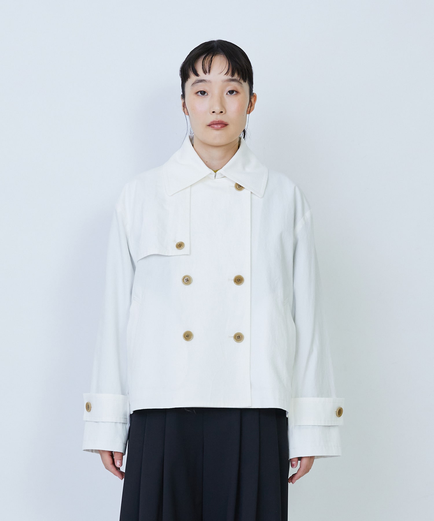 【LOISIR】グランジコットンポプリンショートトレンチ 詳細画像 ホワイト 14