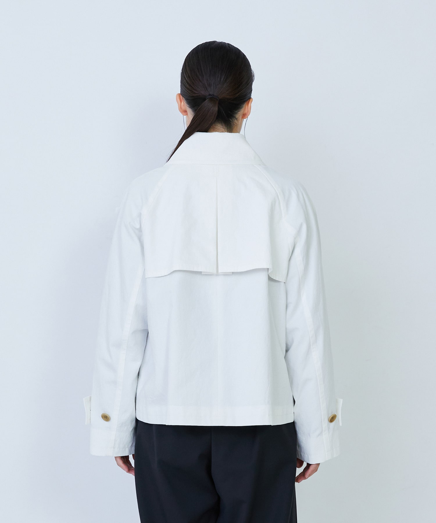 【LOISIR】グランジコットンポプリンショートトレンチ 詳細画像 ホワイト 16