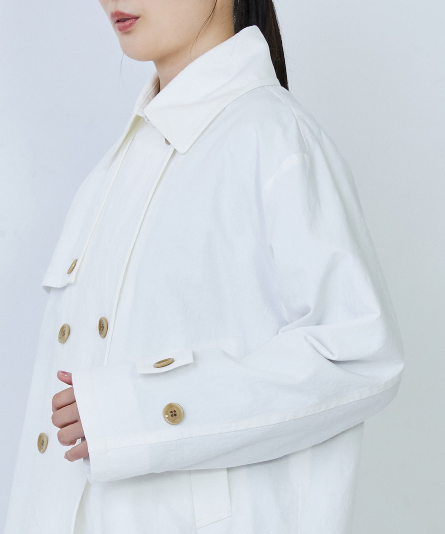 【LOISIR】グランジコットンポプリンショートトレンチ 詳細画像 ホワイト 19