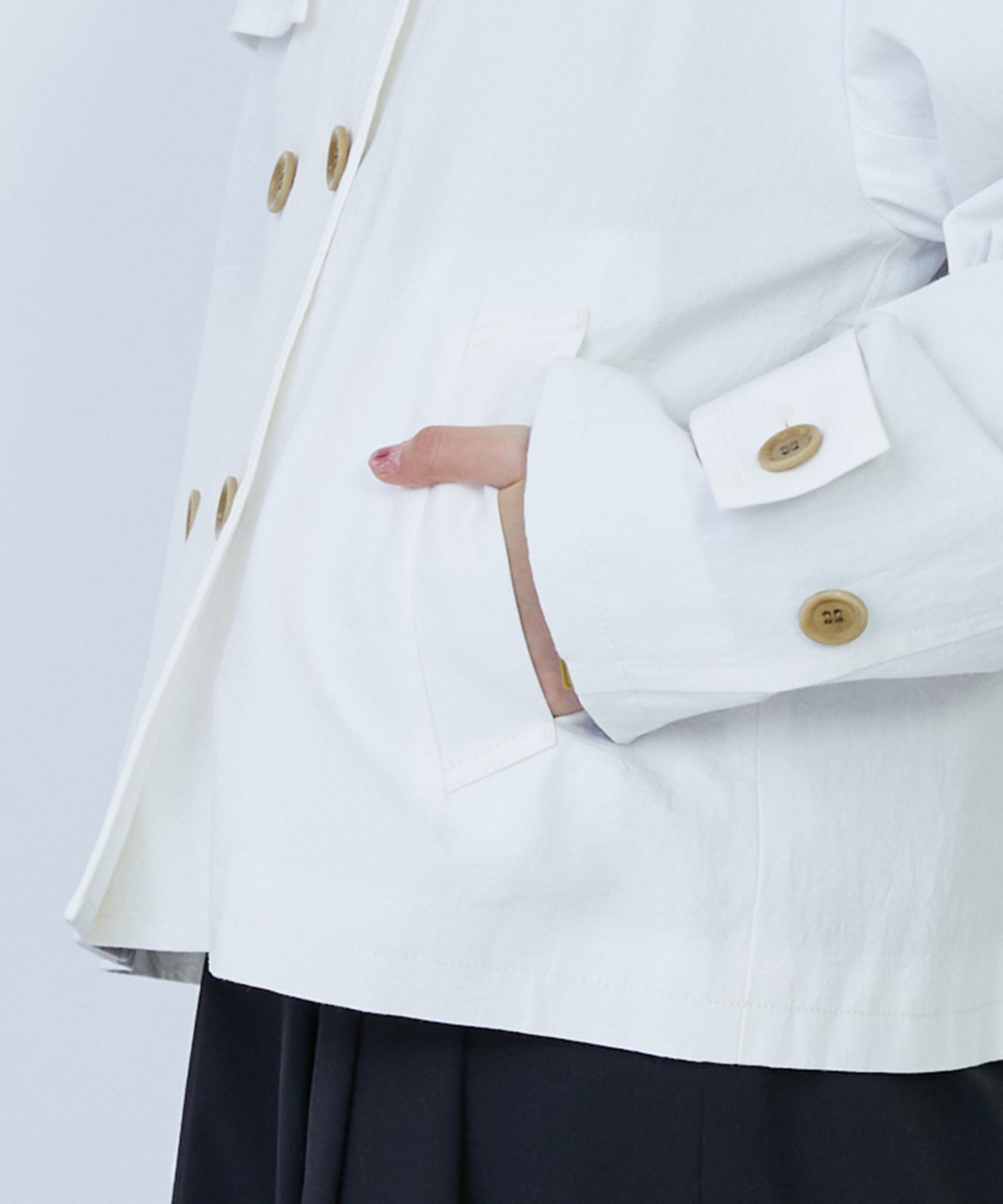 【LOISIR】グランジコットンポプリンショートトレンチ 詳細画像 ホワイト 20