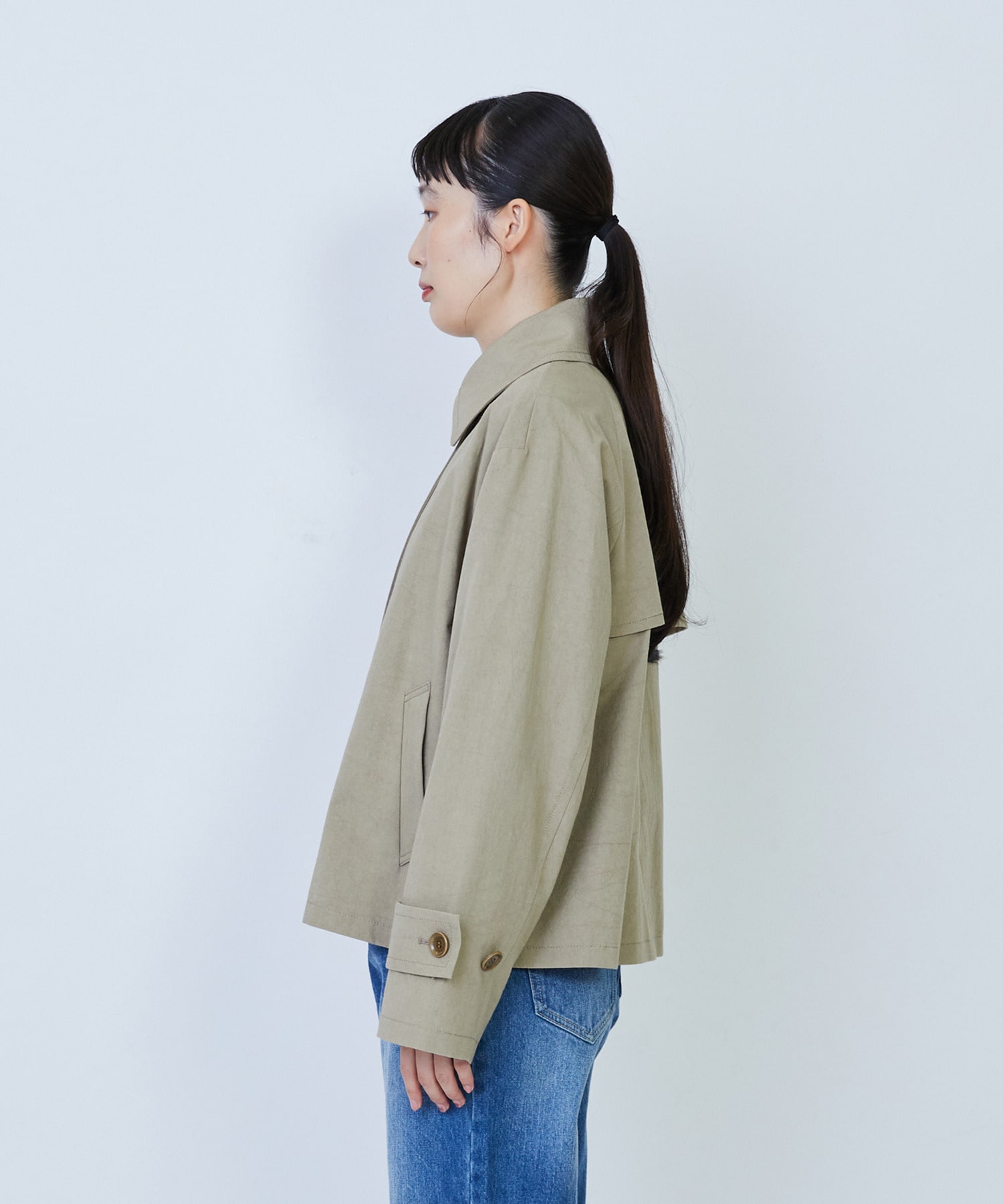 【LOISIR】グランジコットンポプリンショートトレンチ 詳細画像 ホワイト 6