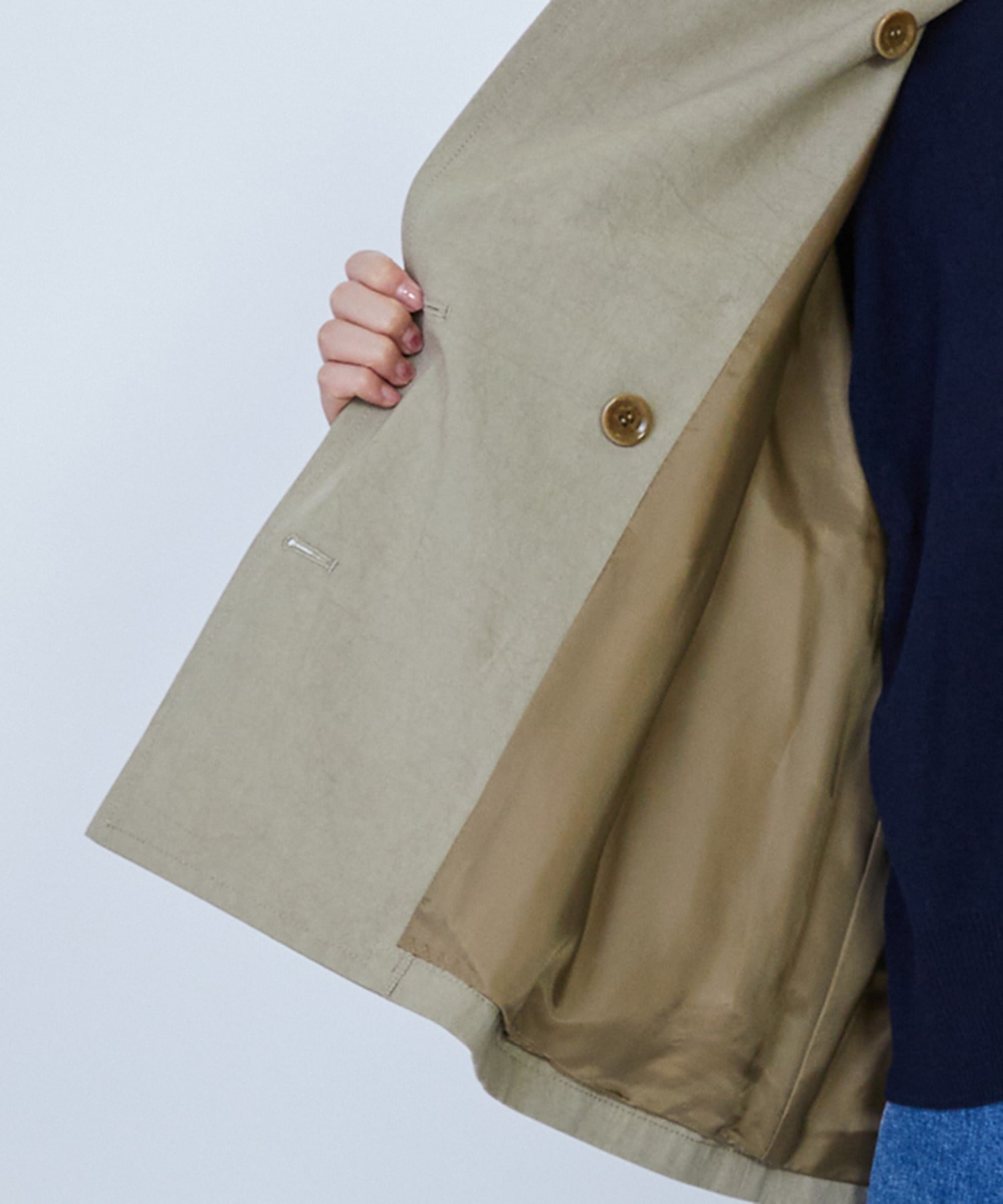 【LOISIR】グランジコットンポプリンショートトレンチ 詳細画像 ホワイト 8