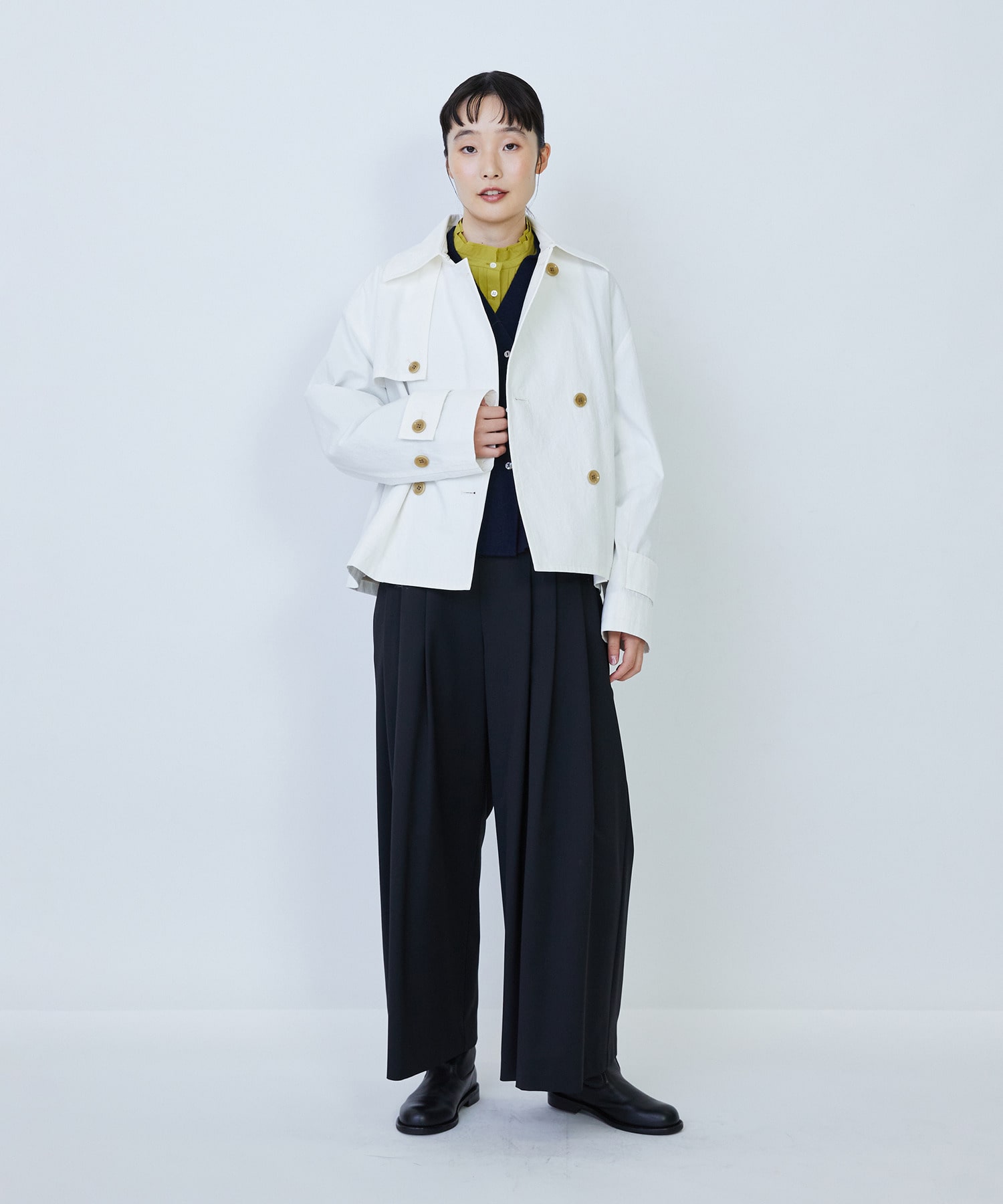 【LOISIR】グランジコットンポプリンショートトレンチ 詳細画像 ホワイト 9