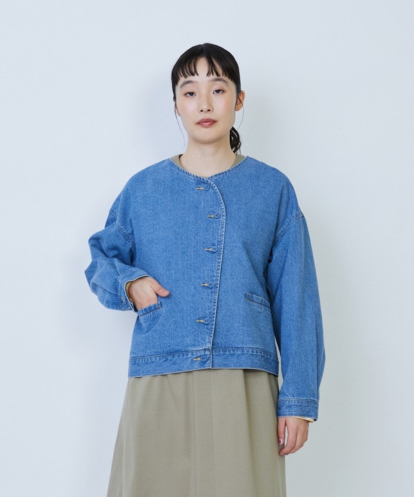 【LOISIR】デニムノーカラージャケット
