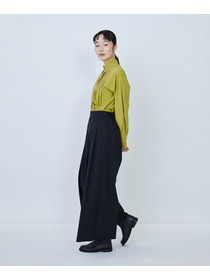 【LOISIR】ウール混ギャバワイドパンツ 詳細画像 ブラック 13