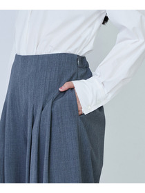 【LOISIR】ウール混ギャバワイドパンツ 詳細画像 ブラック 28