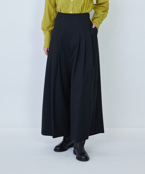 【LOISIR】ウール混ギャバワイドパンツ