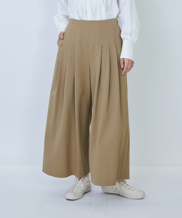 【LOISIR】ウール混ギャバワイドパンツ