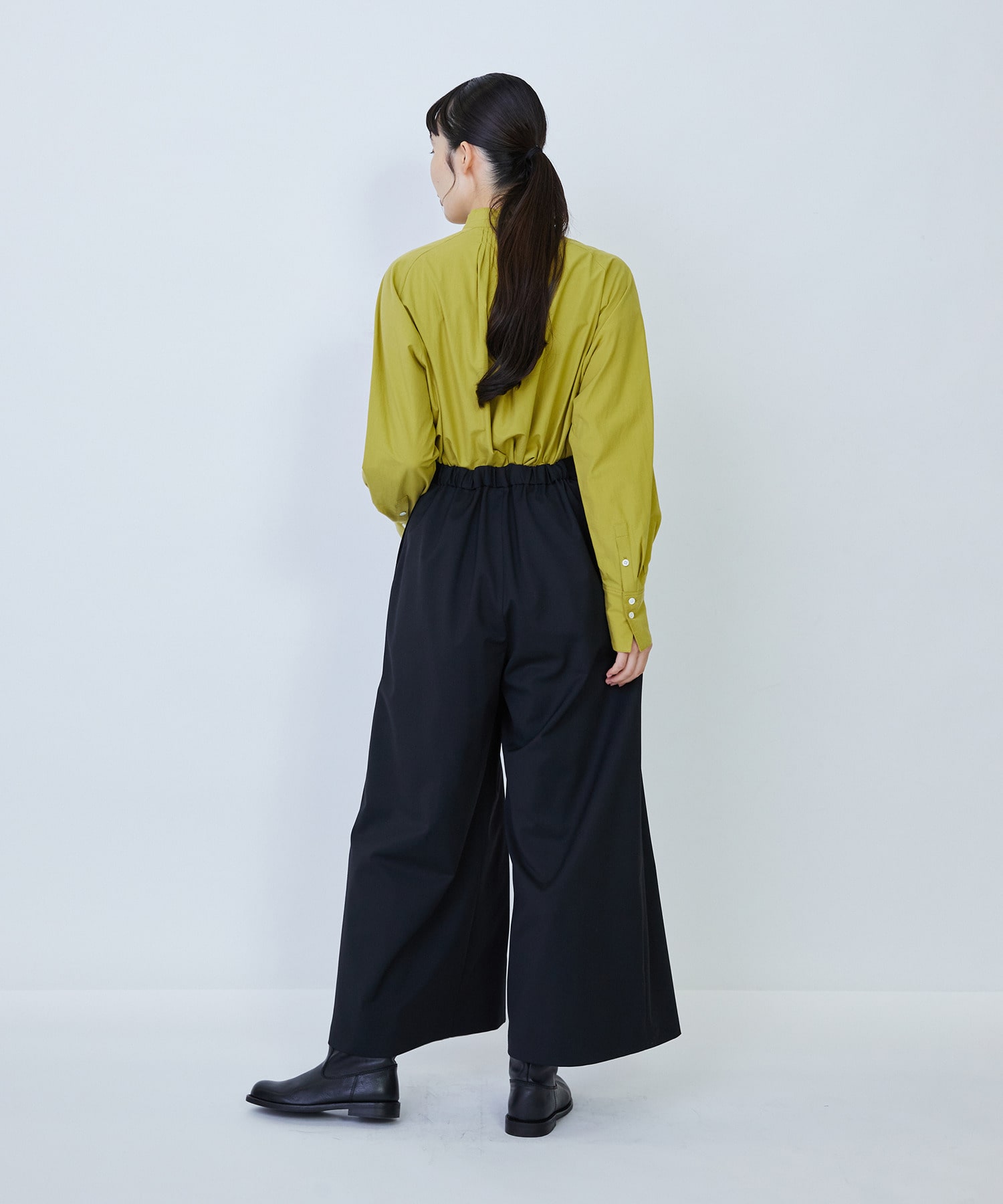 【LOISIR】ウール混ギャバワイドパンツ 詳細画像 ブラック 14