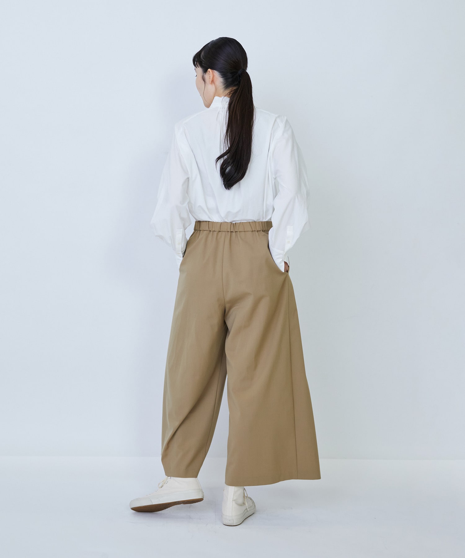 【LOISIR】ウール混ギャバワイドパンツ 詳細画像 ブラック 6