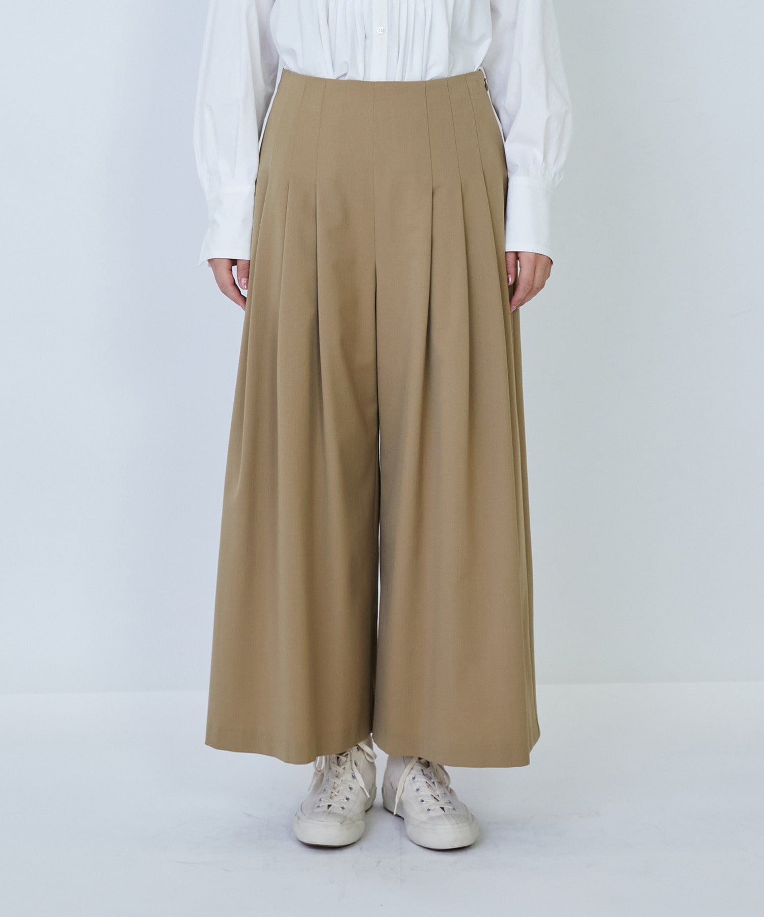 【LOISIR】ウール混ギャバワイドパンツ 詳細画像 ブラック 7