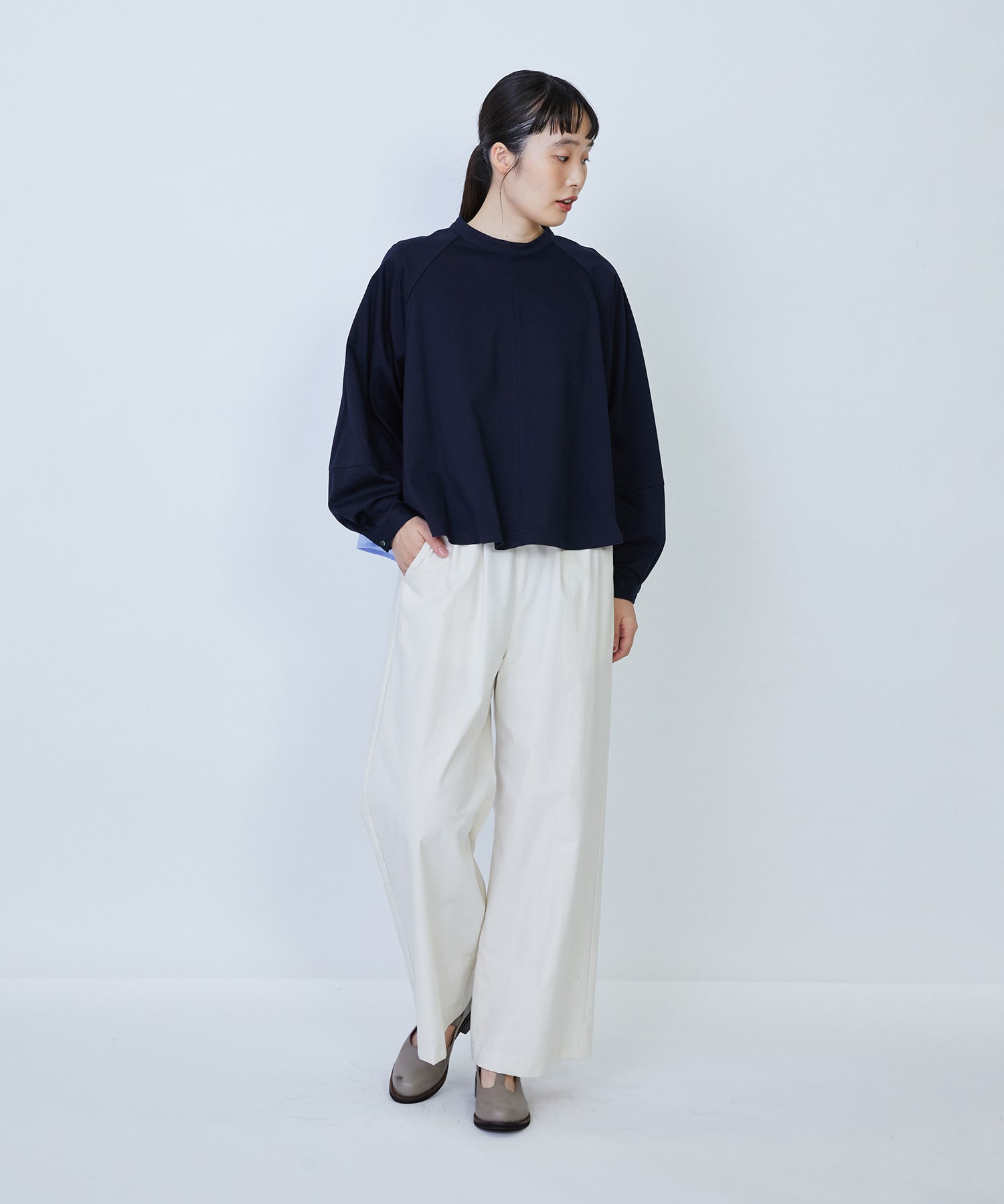 【LOISIR】コットンタイプライターワイドパンツ 詳細画像 キナリ 1