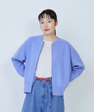 【LOISIR】コットン接結編みニットブルゾン 詳細画像 ブルー 1