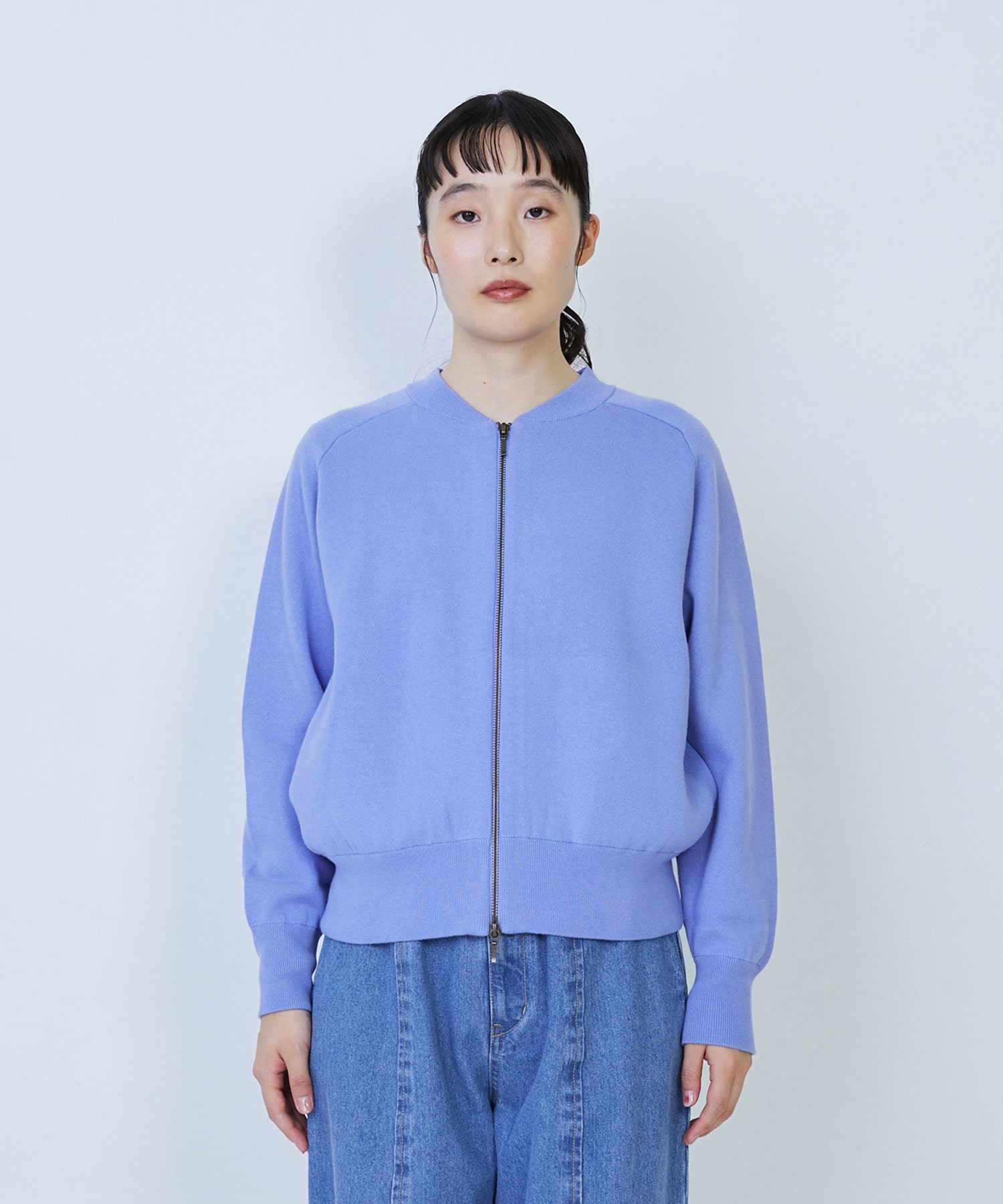 【LOISIR】コットン接結編みニットブルゾン 詳細画像 ブラック 12