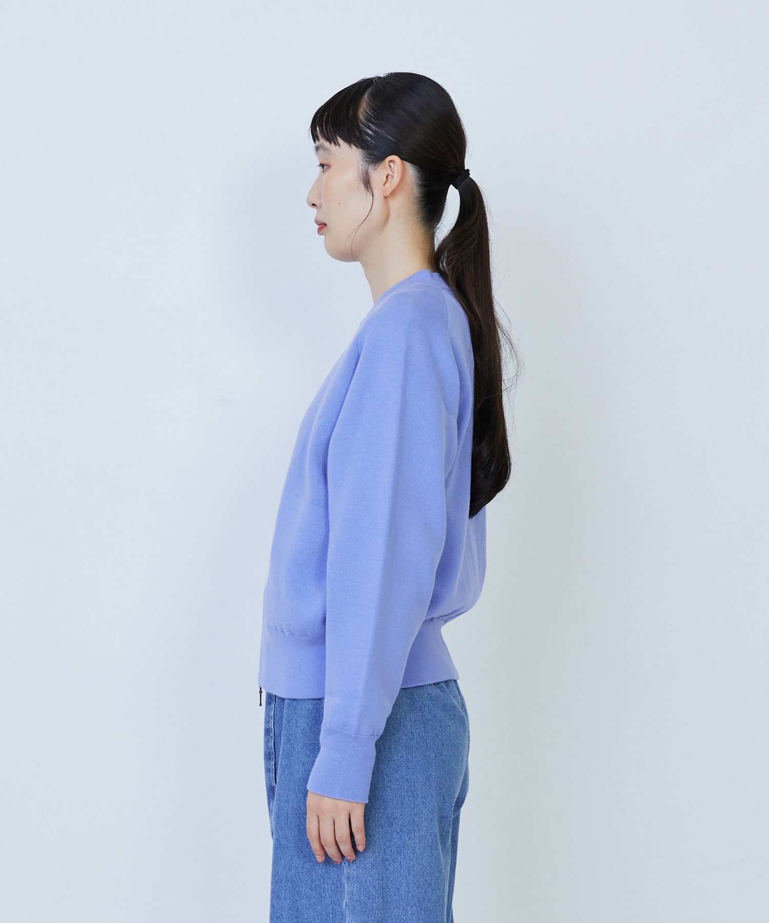 【LOISIR】コットン接結編みニットブルゾン 詳細画像 ブラック 13