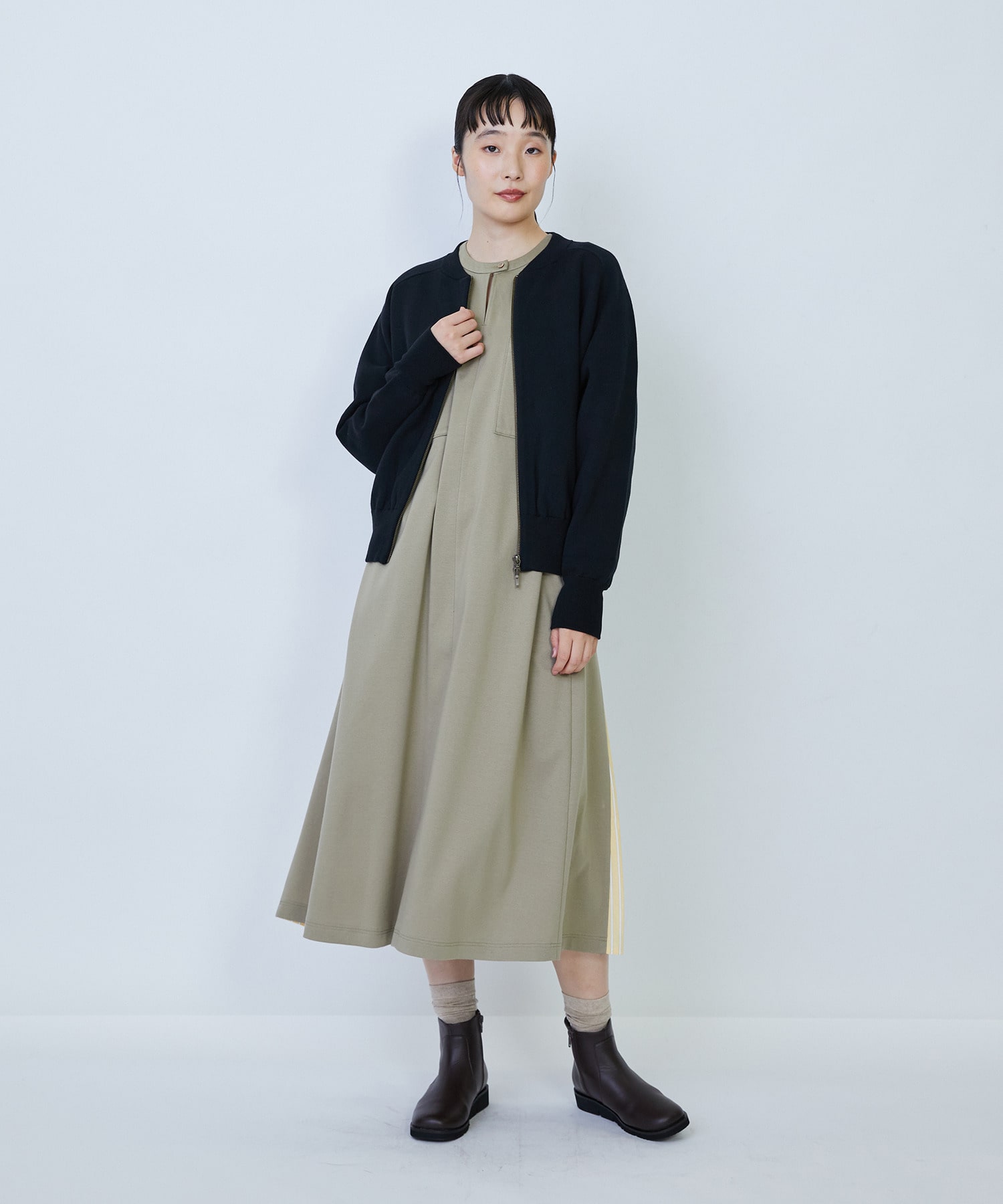 【LOISIR】コットン接結編みニットブルゾン 詳細画像 ブラック 15