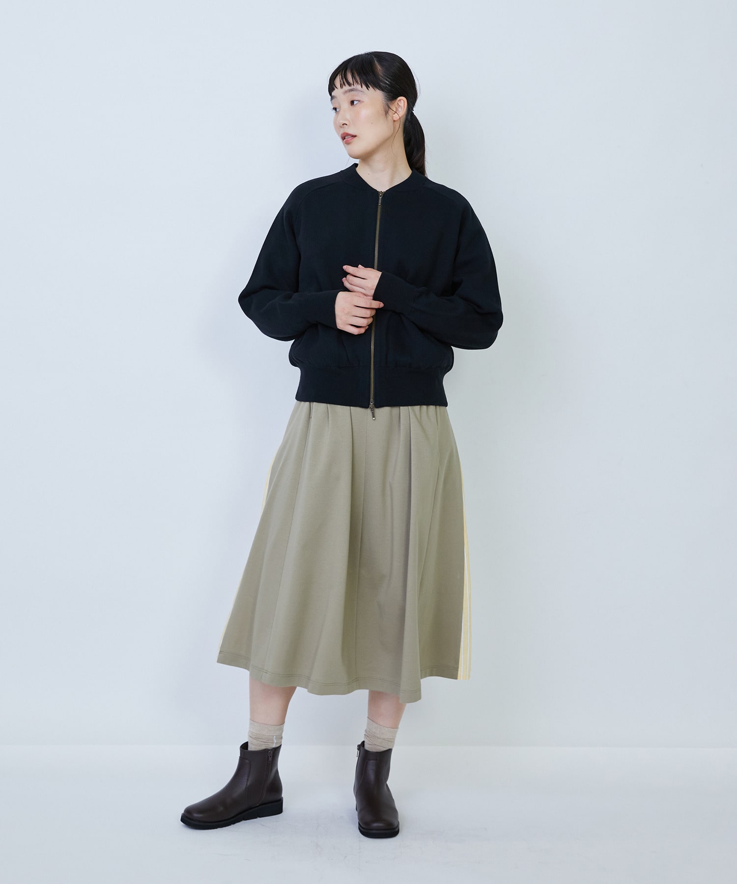 【LOISIR】コットン接結編みニットブルゾン 詳細画像 ブラック 16