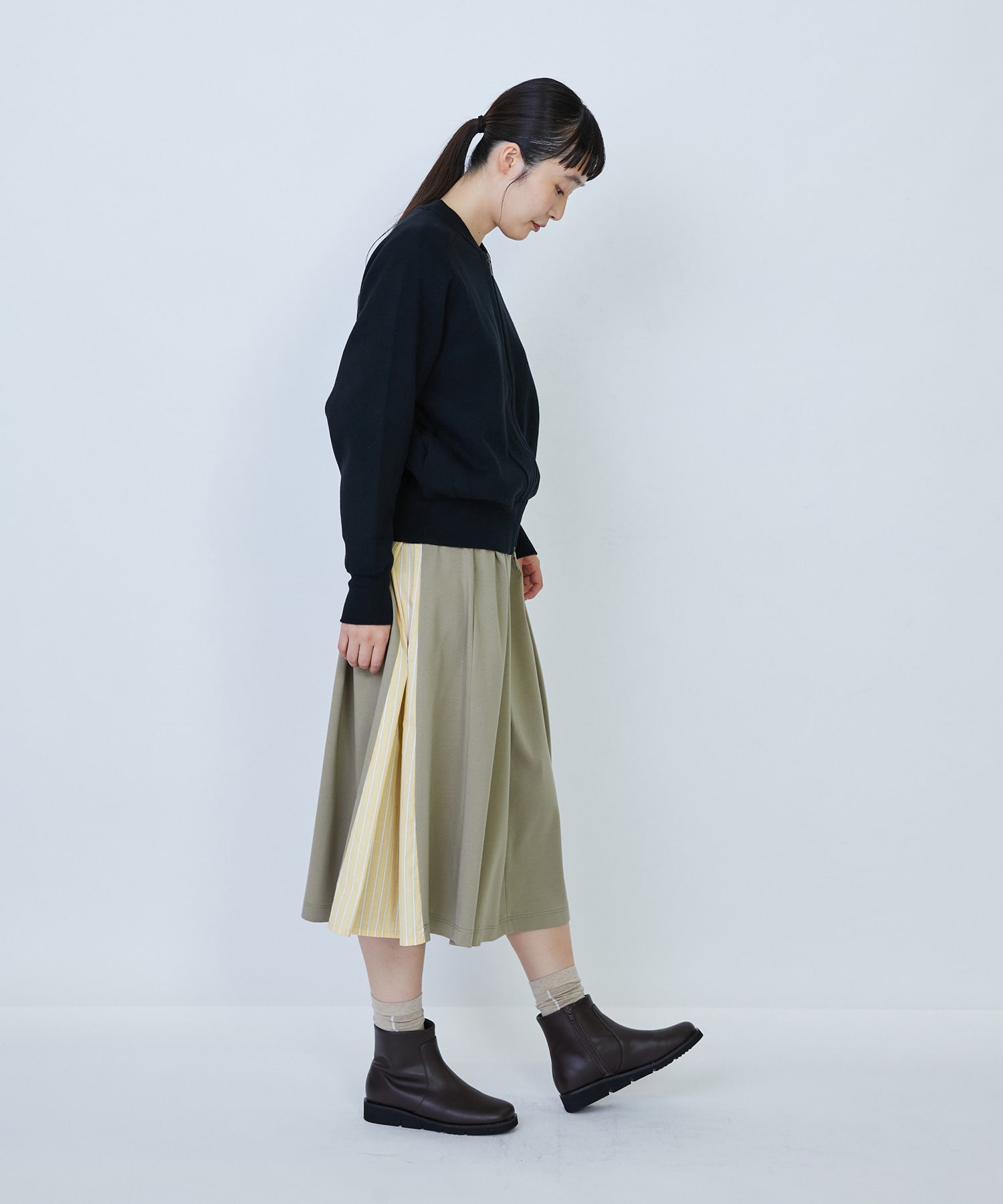 【LOISIR】コットン接結編みニットブルゾン 詳細画像 ブラック 17