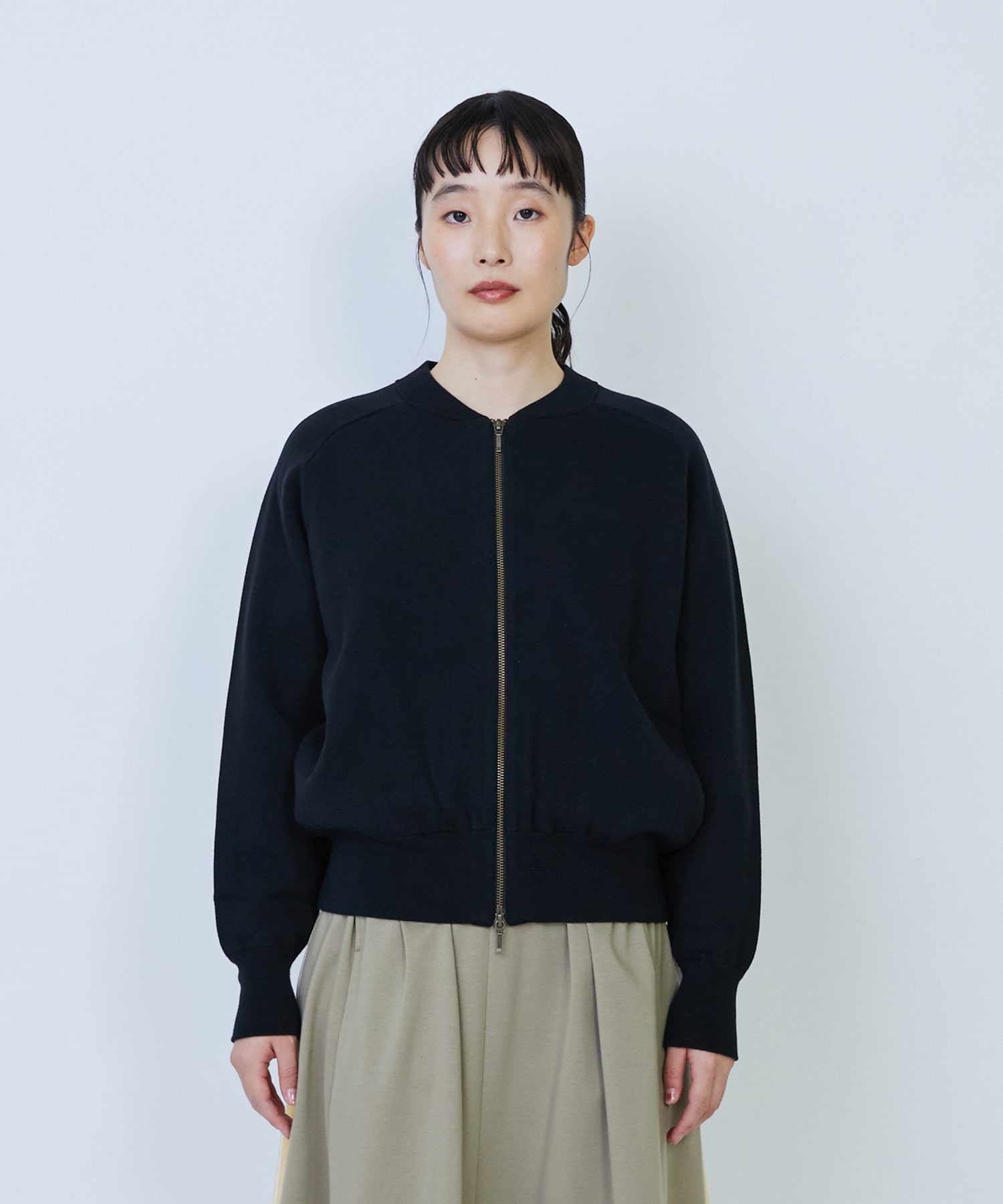 【LOISIR】コットン接結編みニットブルゾン 詳細画像 ブラック 19