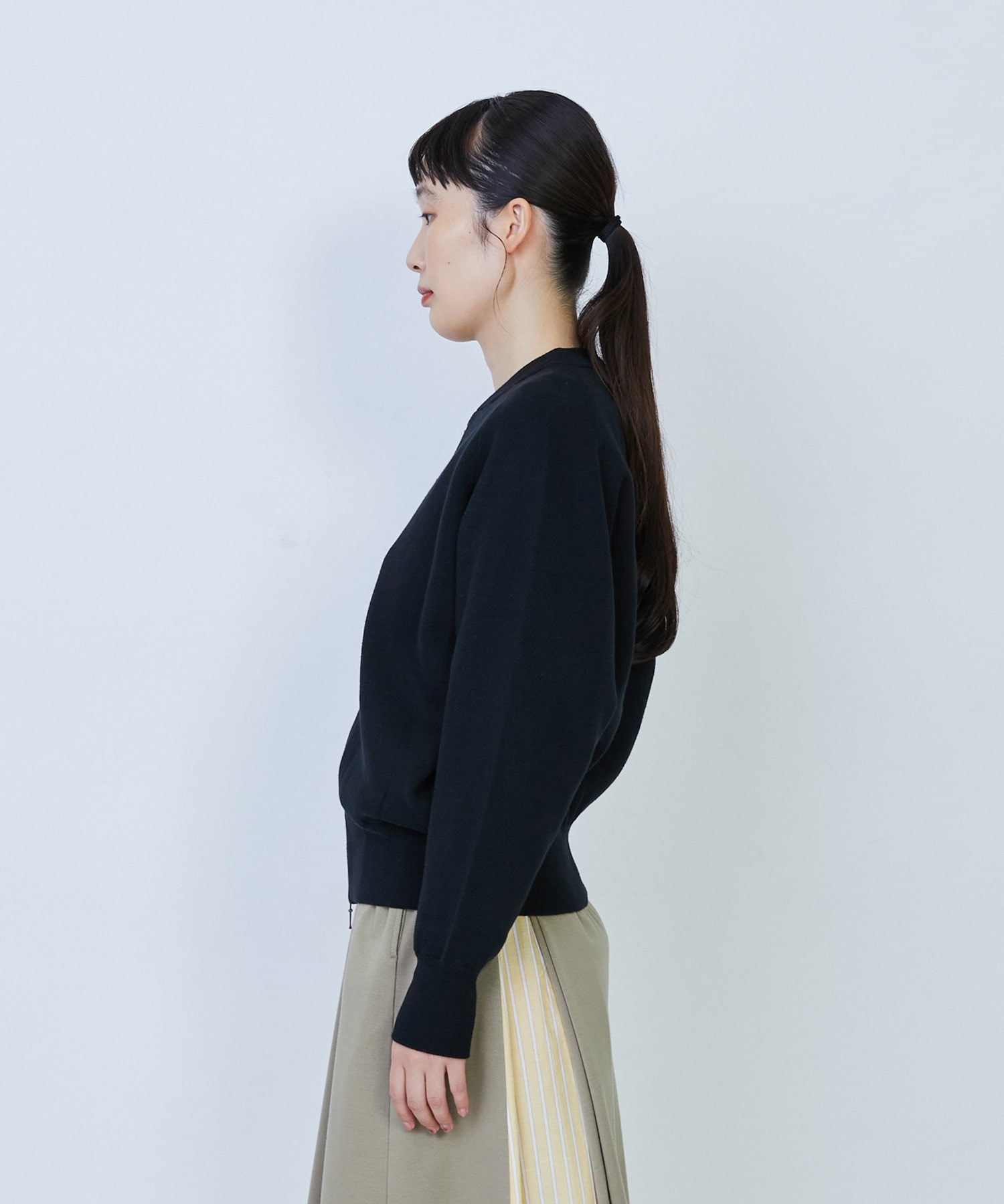 【LOISIR】コットン接結編みニットブルゾン 詳細画像 ブラック 20