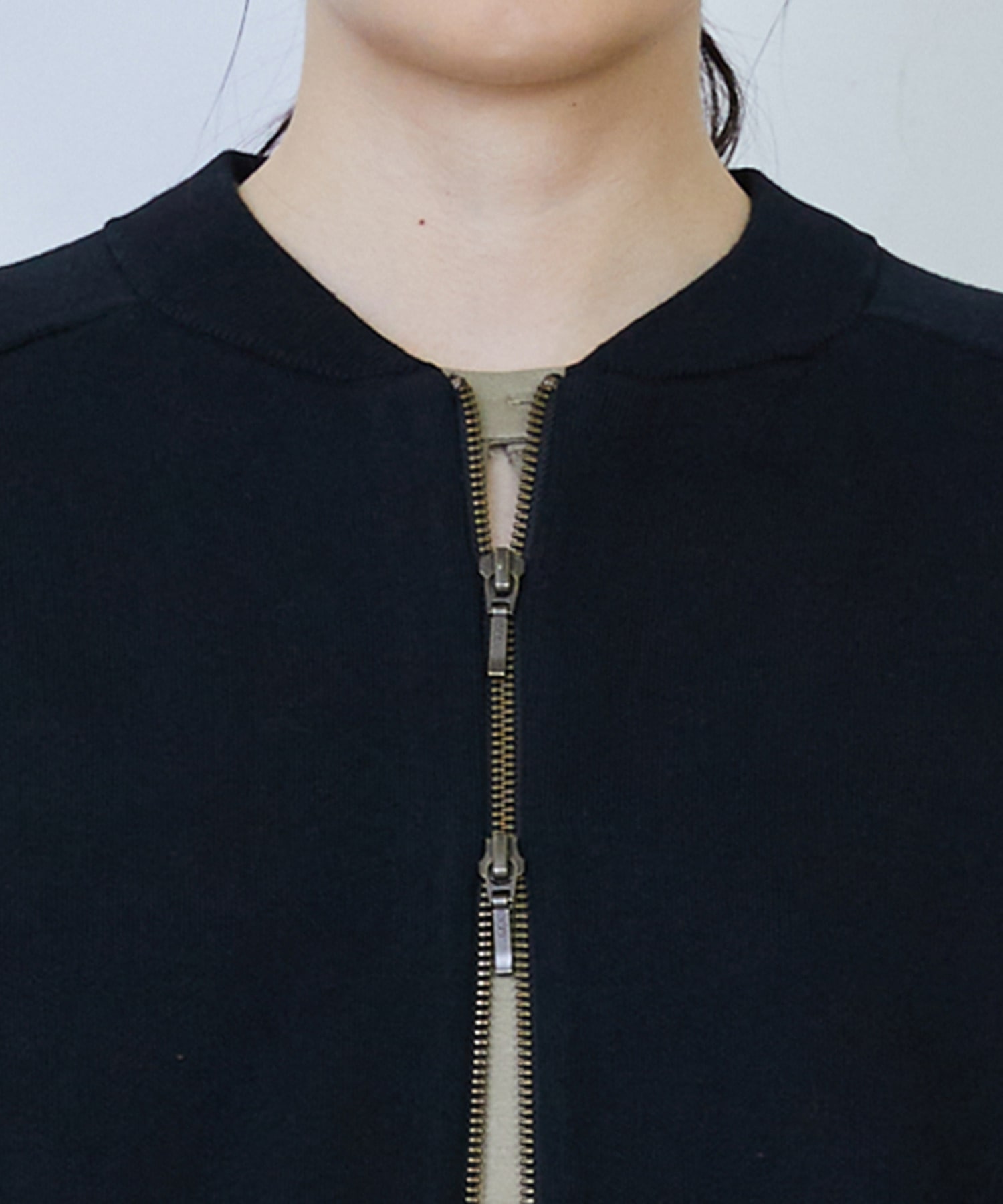 【LOISIR】コットン接結編みニットブルゾン 詳細画像 ブラック 24