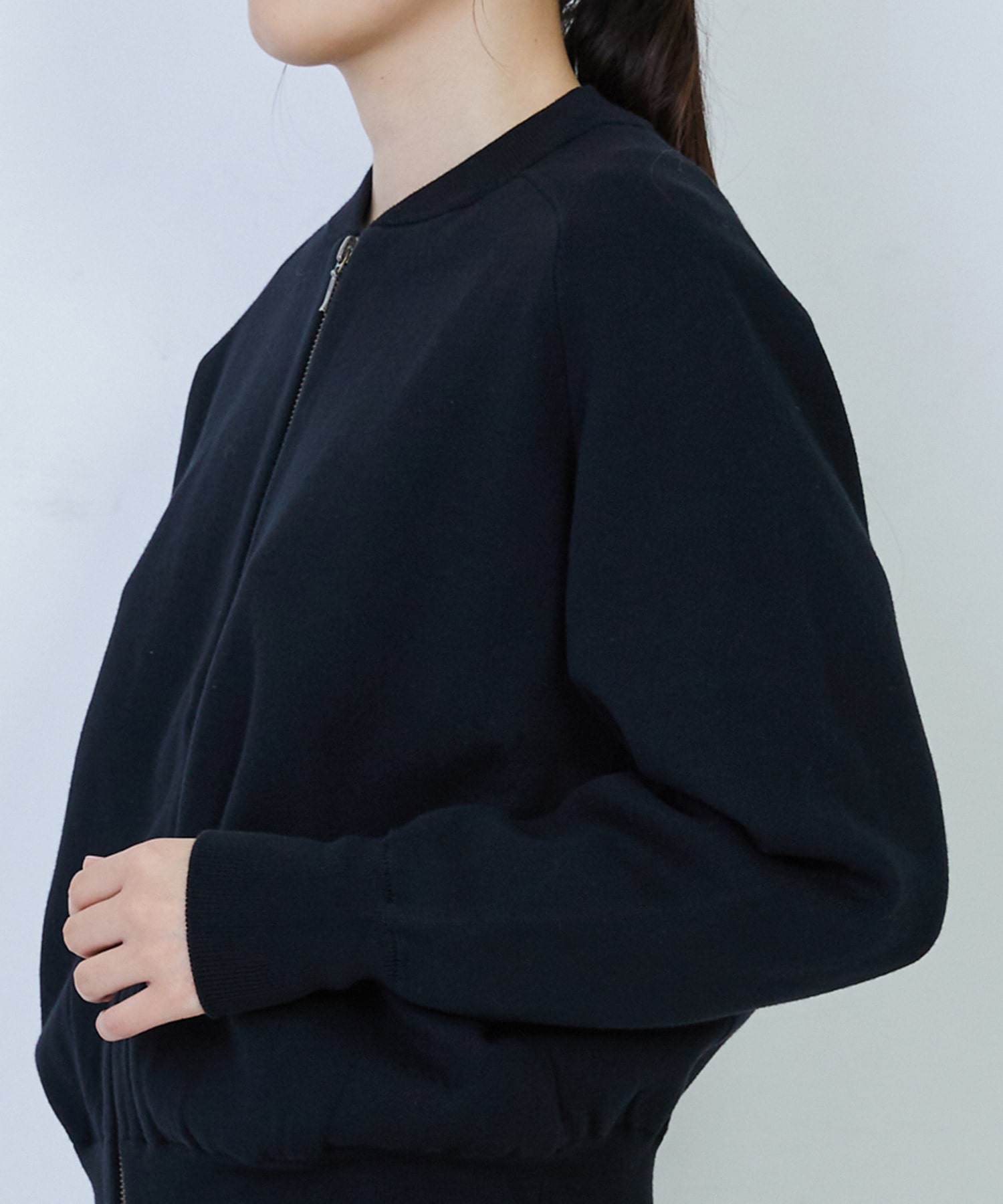 【LOISIR】コットン接結編みニットブルゾン 詳細画像 ブラック 25