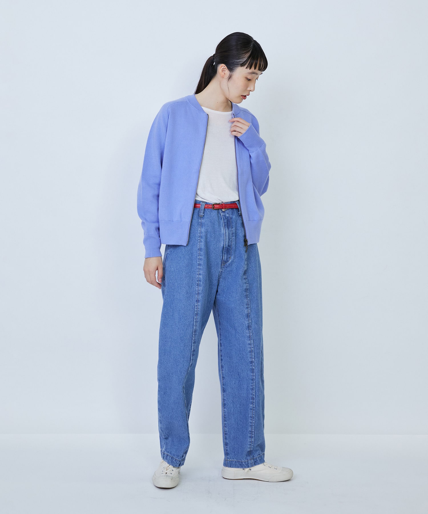 【LOISIR】コットン接結編みニットブルゾン 詳細画像 ブラック 8