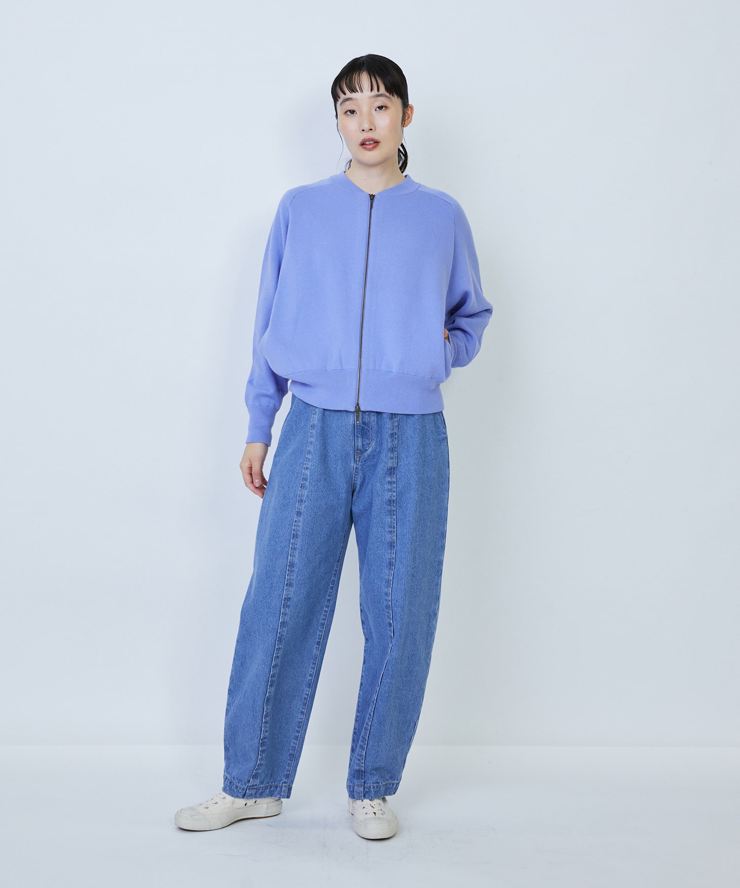 【LOISIR】コットン接結編みニットブルゾン 詳細画像 ブラック 9