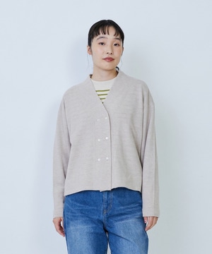 【LOISIR】ウール天竺ダブル釦カーディガン 詳細画像 ベージュ 1