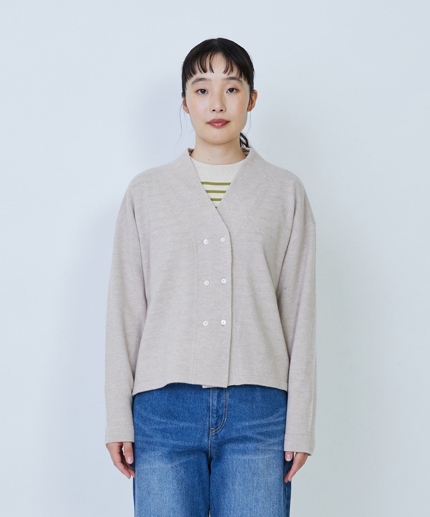 【LOISIR】ウール天竺ダブル釦カーディガン 詳細画像 ネイビー 12